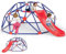 DREAMADE Dôme d'Escalade avec Toboggan pour 3-10 Ans, Plateforme en Tissu, Cadre Métallique, Échelle à Grimper Centre d'Activité, Aire de Jeu Intérieur&Extérieur, Charge 180 kg (Dôme + Toboggan Rouge)