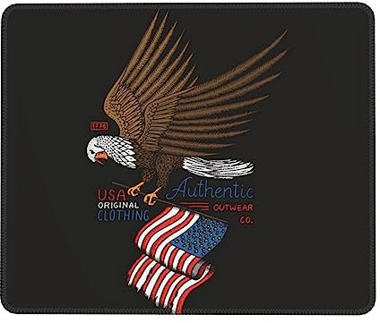 LAMAME USA Patriotischer Adler mit amerikanischer Flagge, bedrucktes Mauspad mit genähten Kanten, waschbares Mauspad, Gaming-Mauspad