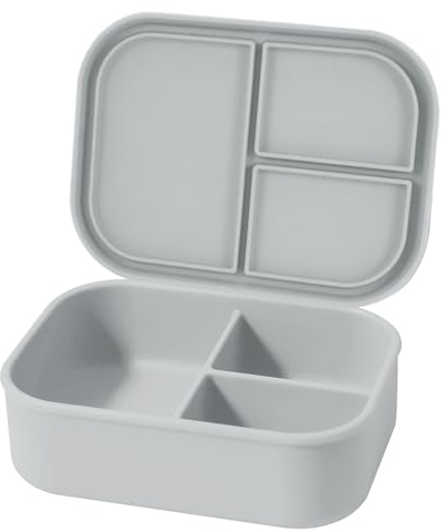 Realand Auslaufsichere Silikon Bento Brotdose, Silikon Brotdose mit 3 einzeln versiegelten Fächern, Snack Bento Box, Mikrowellen- & Spülmaschinenfest, Blau
