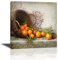 Piy Painting Orange Kunstdrücke auf Leinwand Obst Leinwandbild Modern Wandbilder Set, Wanddekoration mit Innenrahmen für Küche, Restaurant, Café und Büro 1X 30x30cm