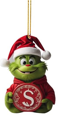 Reddomm Weihnachtsschmuck G-rinch, 26 Buchstaben des Acryl-Anhänger Grinch-Weihnachtsbaumschmuck 2023 fröhliche lustige Puppen Ornamente für Weihnachtsbaum-Dekorationen
