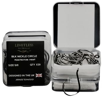 Black Nickel circle fishing hook 20pk (4/0)