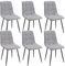 WAFTING Esszimmerstühle 6er Set, Gepolsterter Stuhl mit Hoher Rückenlehne und Leinendesign, Esstischstühle mit Metallfuß, für Esszimmer, Wohnzimmer, Küche, Schlafzimmer und Empfangsraum, Grau