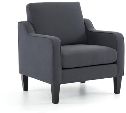 VINGLI Accent Chair, Linen Fabric Dark Grey Armchair for Living Room