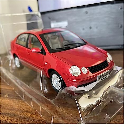 EMRGAZQD Motorfahrzeuge Replika Auto 1/18 Für Volkswagen Polo 2002 Maßstab Legierung Diecast Auto Modell Spielzeug Fahrzeuge Erwachsene Hobby Sammeln Originalgetreue Nachbildung (Color : Red)