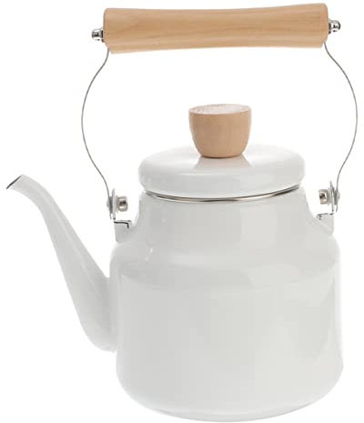 LeGDOr Japanese Kettle Enamel Water Pot Tea Maker Pot Outdoor Tea Kettle Enamel Tea Kettles Tea Dispenser teaware Water Boiler pots Japanese-Style Wooden Unbreakable White Make Tea