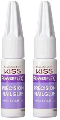 KISS Powerflex Precision Nail Glue, Flex Formula for Ultra Hold of False Nails, Instantly Repairs Breaks and Tears (Pack of 2)