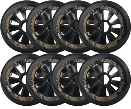 NBTRXWAFR 85A Inline-Skate-Räder (8Er-Pack), Wettbewerbsspezifische Räder, 90 Mm/100 Mm/110 Mm Indoor-/Outdoor-Trainingsräder, Ersatzräder,Schwarz,110