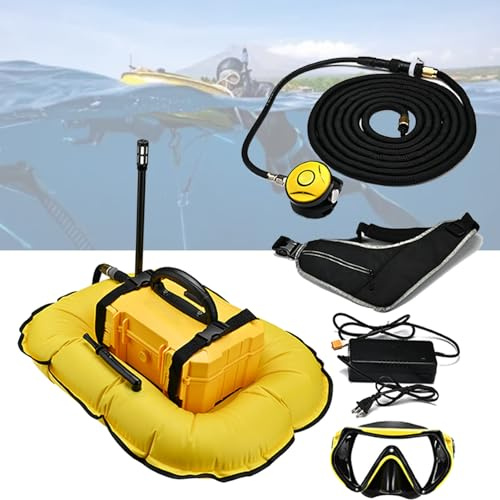 Spdazzleburst Tauchflasche, Tauchventilator, Tauchatemregler, 3/5,5 Stunden Tauchen, wasserdichter Luftkompressor, für Freizeittauchen und Angeln,Yellow-40000mAH