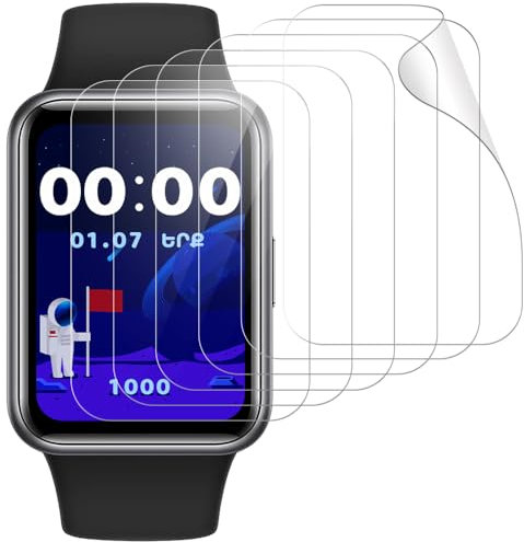 6 Pezzi Pellicola Protettiva Compatibile con Huawei Watch fit 2, Soft TPU Film, Anti-Scratch, Senza Bolle, Alta Definizione, Screen Protector