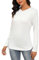Gyabnw Women Long Sleeve Tunic Tops Cotton Crew Neck Blouse and Shirts Pleated Design Loose Fit Women Casual T-Shirts White
