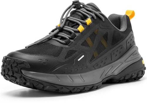 FitVille Extra Larges Chaussures Basses de Randonnée Homme Imperméables et Antidérapantes Baskets de Trekking Chaussures de Marche Sportives Noir 46.5 EU X-Large