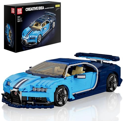 Mould King 10111 Technik Supersportwagen Klemmbausteine Drift Auto Bausteine Rennwagen Spielzeug Sportwagen Modell Geschenk für Erwachsene (1222 Teile)