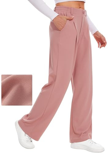 Desol Hosen Damen Waffel Weite Herbst Outfit Damen Stoffhose Palazzo Hose Elegant Anzughose mit Taschen High Waist Hose Damenhose Weites Bein