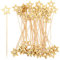 50 palillos de cóctel de bambú con estrella dorada, palillos de dientes navideños de 5.5 pulgadas para aperitivos, palillos de cóctel decorativos largos para decoración de fiestas, pinchos de
