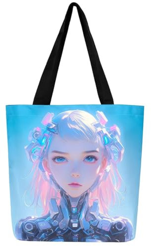 Homewish Ai Shopping Lebensmittel Umhängetasche Cyber Retrofuturismus Handtasche Für Sci-Fi Fans Virtuelle Realität Roboter Thema Leinwand Tote Bag
