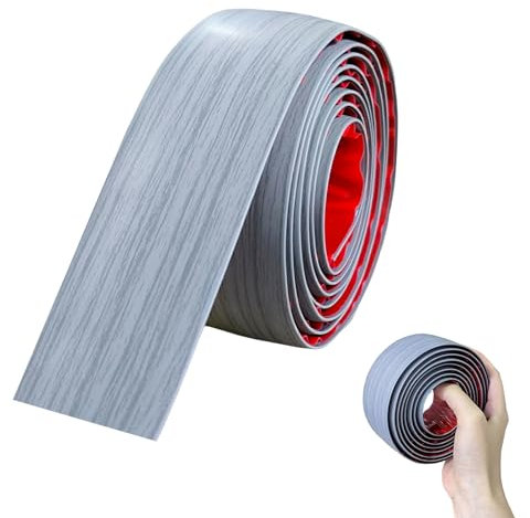 KiKiHong Modanatura di transizione autoadesiva, 2 m, striscia di transizione per pavimenti in vinile, 50 mm, per il ponte di fughe (grigio)