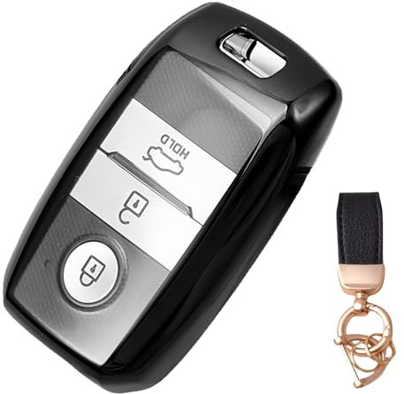 NEUHOO Auto Zubehör kompatibel mit Kia Sportage QL 2015-2020 Schlüsselhülle und Schlüsselanhänger, Schlüsselgehäuse Silikon Schlüsselkarte Hülle (Schwarz)