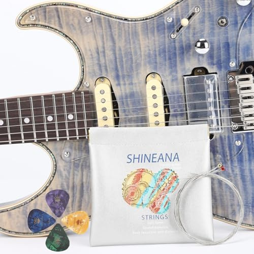 Cuerdas de guitarra eléctrica de núcleo hexagonal de níquel puro, juego de 6 cuerdas (09-42), tono radiante, potencia explosiva, paquete ecológico con bolsa de piel suave
