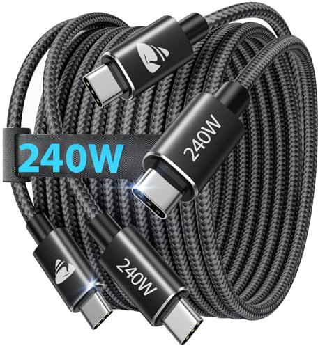 USB C Kabel 240W, [2Stück 2M+2M] PD Schnellladekabel Nylon Geflochten für iPhone 16 Pro Max, iPhone 15, Samsung S24 S23 S22, iPad Pro, MacBook