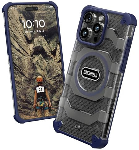 Oakshield Handyhülle für das iPhone 15 Pro Max Hülle - Cover kompatibel mit MagSafe-Zubehör - Schutzhülle mit Falltest nach Militärstandard - Dunkelblau