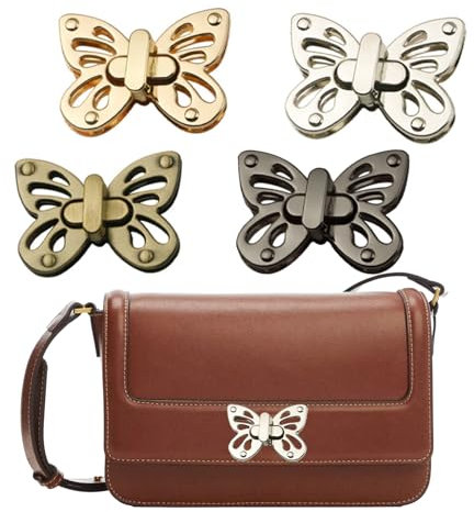 Biluer Chiusure per Borse 4PCS Chiusura a Scatto per Borsa Chiusura Bottoni Serrature Per Borsa Fai da Te Chiusure in Metallo per Borse Valigia Portafogli e Borse Artigianali Fai-da-Te(Oro,Nero)