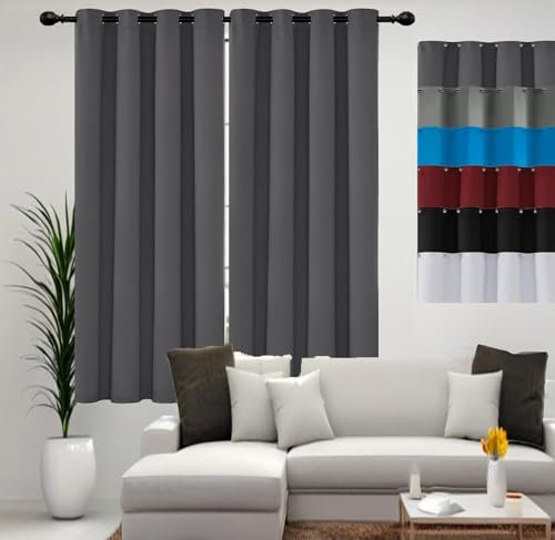 JIAHAO Thermal Curtains 120 x 100 cm Home Decorative Door Curtain Curtain Door Curtain Thermal Insulated Crushed Velvet Curtains for Bedroom,1 Panels, Dark Grey