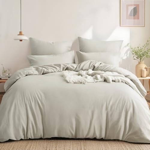 RUIKASI Bettwäsche 200x220 Baumwolle Beige - Baumwolle Bettwäsche-Sets 200x220cm 3teilig mit Reißverschluss, Baumwollbettwäsche Set Cotton, weich und atmungsaktiv