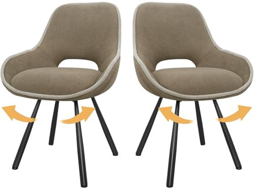 ANVOFONG Sillas de Comedor Pack de 2,Sillas Cocina,Silla Giratoria 180°,Asiento con Función de Retorno Automático,Adecuado para Comedor, Sala de Estar, Dormitorio,marrón
