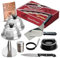Pukpu Smash Burger Set – 6-teiliges BBQ & Grillzubehör mit Burgerpresse, Burger Smasher, 2 Schmelzglocken, Grillspachtel & Spieß – Geschenk für Männer & Grillfans (Schwarz, 9)