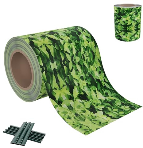 AufuN Sichtschutzstreifen Zaun 35m x 19cm PVC Sichtschutzstreifen Doppelstabmatten inkl. 20 Clips, Zaunsichtschutz, Windschutz, Gartenzaun, Sichtschutz, Zaunfolie für Garten (Grünes Blatt)