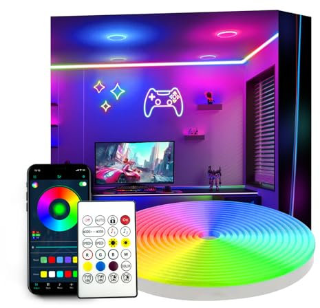 httpsmp 4m RGB+IC Farbwechsel Neon Rope Lights, USB Powered, 5V Flexible Strip, LED Streifen mit App/Fernbedienung, DIY-Formen, Musik Sync, TV/PC Hintergrundbeleuchtung