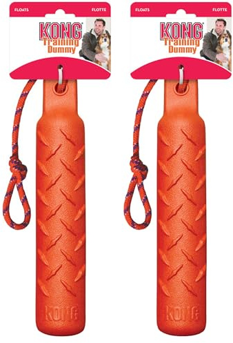 KONG Lot de 2 jouets de dressage pour chien en corde – Jouet flottant durable pour rapporter et dresser – Orange Taille L