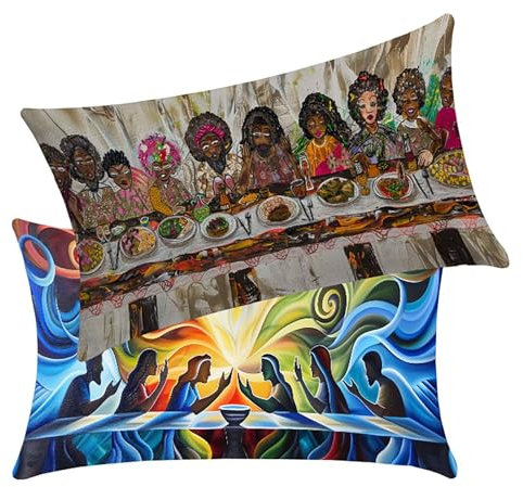 Outdoor Kissen Kissenbezug 60 x 80cm Farbe 2er Set Sofakissen Kissenbezüge Das Letzte Abendmahl Wasserfestem Leinen Versteckter Reißverschluss Wohnzimmer Schlafzimmer Sofa Wohndeko Geschenke BY7 Z-C