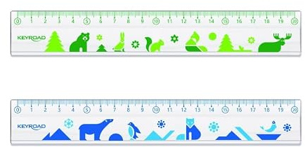 KEYROAD Lineal aus Kunststoff, 20cm, transparent mit Deco-Druck, Aufhänger, color mix