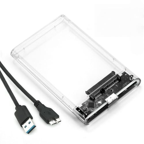 HCUSR 2,5 Zoll USB 3.0 Festplattengehäuse, Transparentes externes HDD-SSD-Gehäuse für SATA HDD/SSD bis zu 4TB, Werkzeugfreie Installation, UASP, Smart Sleep (10Gbps Geschwindigkeit)