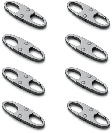 zelin Zipper Clips Anti thefts, Carabiner, Travel Essentials 8Pcs Grey