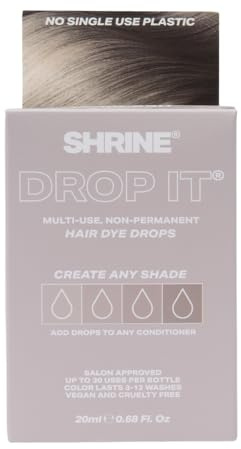 SHRINE Drop It DARK ASH Toner Drops | Damage-Free Colouring | 20ml | Customisable Anti-Brass Toner Drops | Dark Ash Finish | Up To 30 Uses | Mix with Conditioner