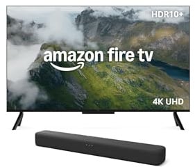 Amazon Ember 4-Serie mit Fire TV, 43-Zoll-Smart-TV in 4K Ultra-HD mit Alexa-Fernbedienung+ Fire TV Soundbar, 2.0-Lautsprecher mit DTS Virtual:X und Dolby Audio sowie Bluetooth-Unterstützung