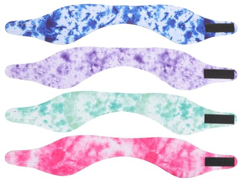 Alasum Bandeau de Natation pour Garçon et Filles Protection d'oreille Ajustable en Sbr, Fermeture Adhésive Confortable, pour Baignade et Natation, Lot de 4 Pièces