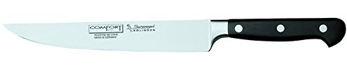 Burgvogel Solingen Comfort Line scharfes Fleischmesser geschmiedet 18 cm, rostfrei, spülmaschinenfest, Schinkenmesser hochwertig, genietet, schwarz, 7 = 18 cm, 6830.911.18.0
