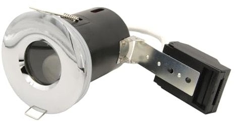 Leyton Lighting Mains GU10 IP65 Fixed Bathroom Shower Downlight Chrome Down Light Excludes Spot Bulb