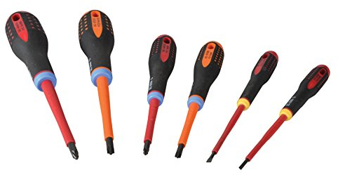 Bahco BE-9884S ERGO Mixed Insulated Screwdriver (Pack of 6),!Gray