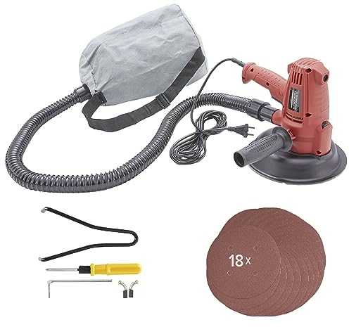 Arebos Levigatrice da cartongesso | Levigatrice da parete | Levigatrice da soffitto | 710 W | incl.18x platorelli | Sei livelli di velocità | 1500 – 3000 giri al minuto