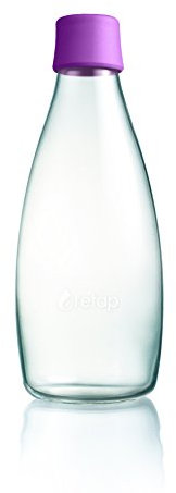 Retap ApS Grande Bouteille d'eau en Verre Borosilicate 0,8 Litre, Verre, Violet, 0.8 / Large
