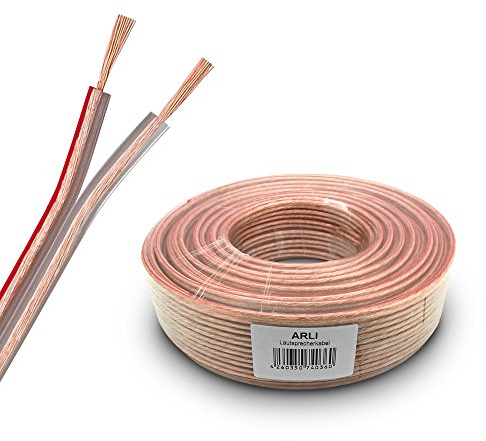 ARLI 50m Lautsprecherkabel transparent – 2x4 mm² CCA flexibel + Metermarkierung für HiFi Surround Auto Boxen 2 x 4 Lautsprecher Kabel