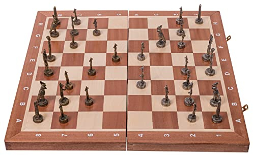 Square - Schach Schachspiel - ÄGYPTEN - Schachfiguren aus Metall - Schachbrett aus Holz