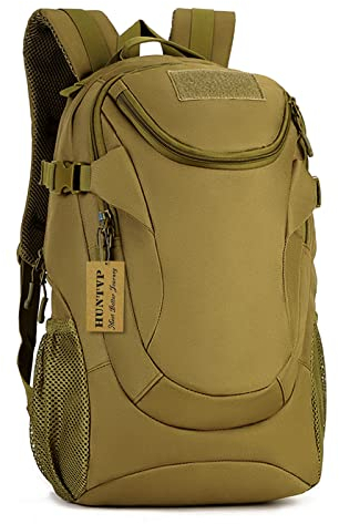 HUNTVP 25L Taktisch Rucksack MOLLE Schultasche Militärisch Schulranzen Daypack Wasserdicht Mini Erwachsene Tagesrucksack Sportrucksack Trekkingrucksack für Outdoor Sport Fitness Wandern - Braun