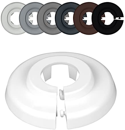 FUX 20 Stück Einzel Heizungsrohr Rosette, verschiedene Größen, Rohrabdeckung, Abdeckrosetten, Heizung, Verkleidung, Heizkörper Rosetten, weißes Polypropylen, weiss (18mm)