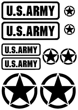generisch US Army USA Star Aufkleber Set Military Sticker Set XL oder m (91/20) (schwarz matt, m)